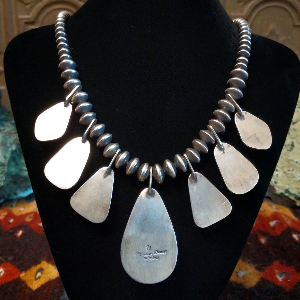 The back of the sterling silver necklace showcases the brushed sterling silver.