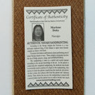 Close up of the Certificate of Authenticity and Artist information. 