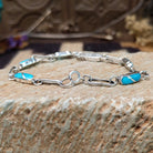 Sterling Silver link bracelet with turquoise stones 