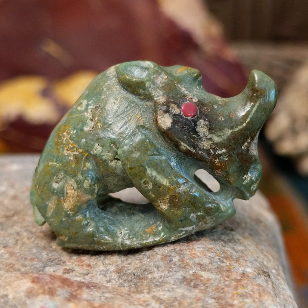 Jade carved into a Rhinoceros fetish.