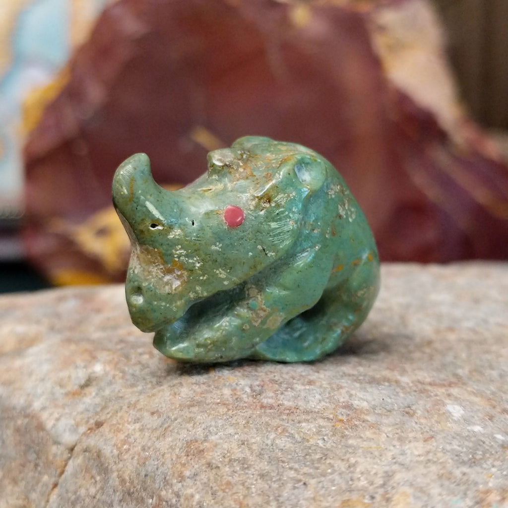 Jade carved into a Rhinoceros fetish.