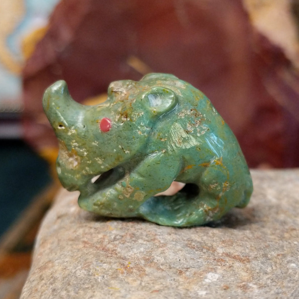 Jade carved into a Rhinoceros fetish.