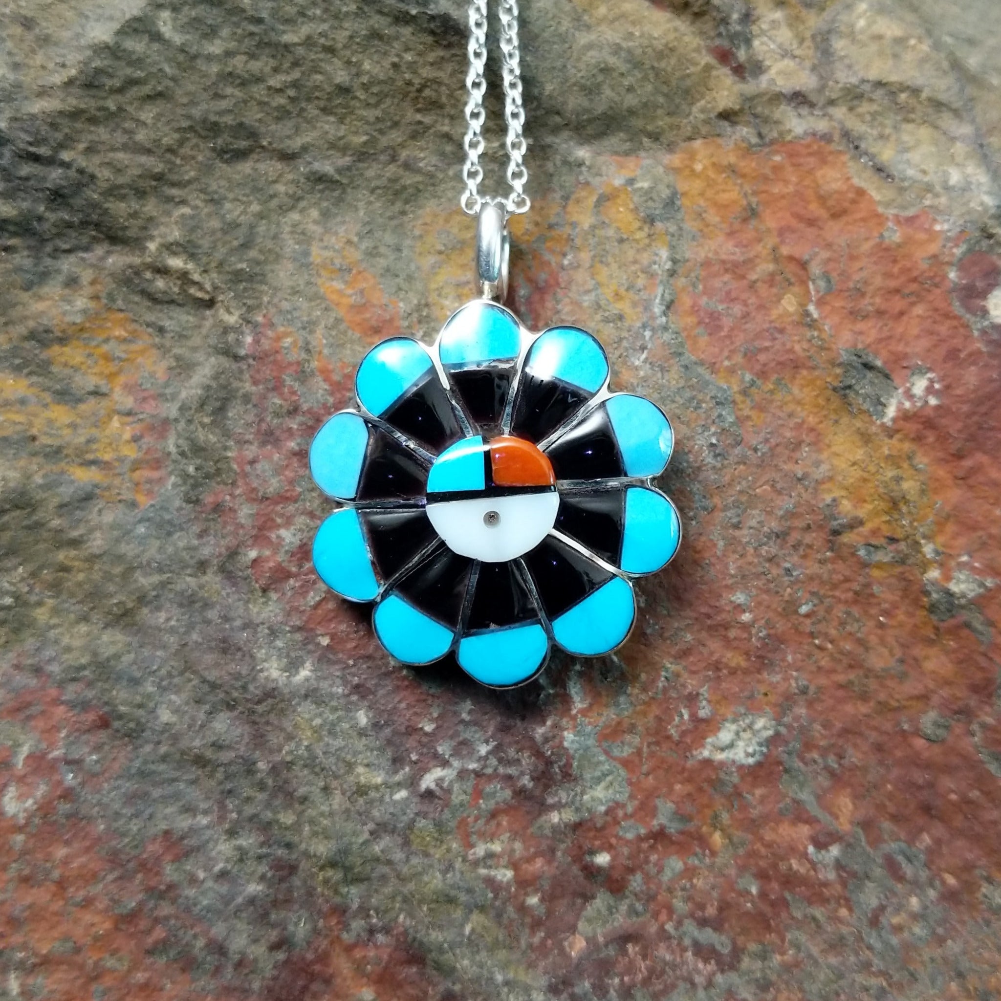 Zuni Sunface Pendant by R.V. GJ-PND-0319 – Arlene's