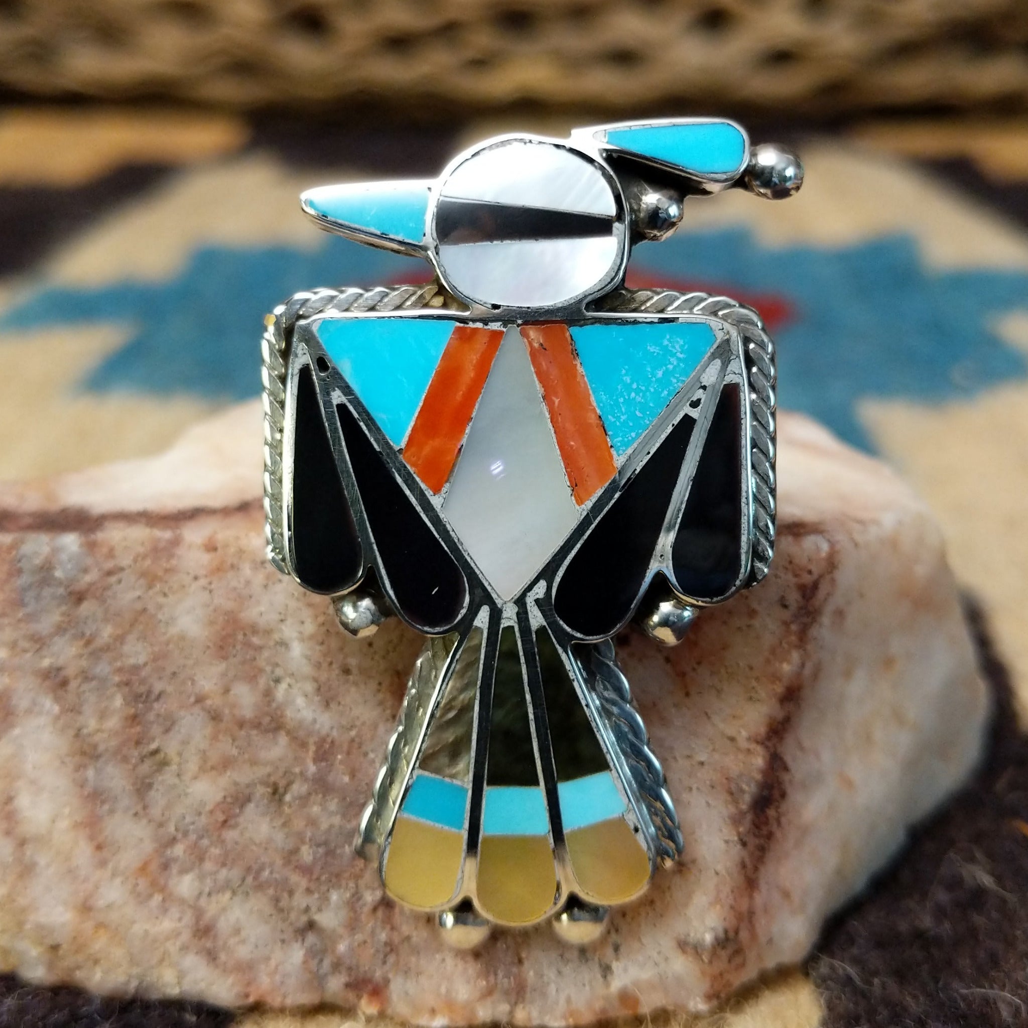 Zuni Thunderbird ring, featuring a handcrafted sterling silver Thunderbird design with intricate detailing and traditional Southwestern craftsmanship.