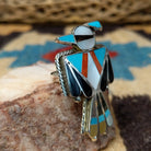 Zuni Thunderbird ring, featuring a handcrafted sterling silver Thunderbird design with intricate detailing and traditional Southwestern craftsmanship.  Side view.