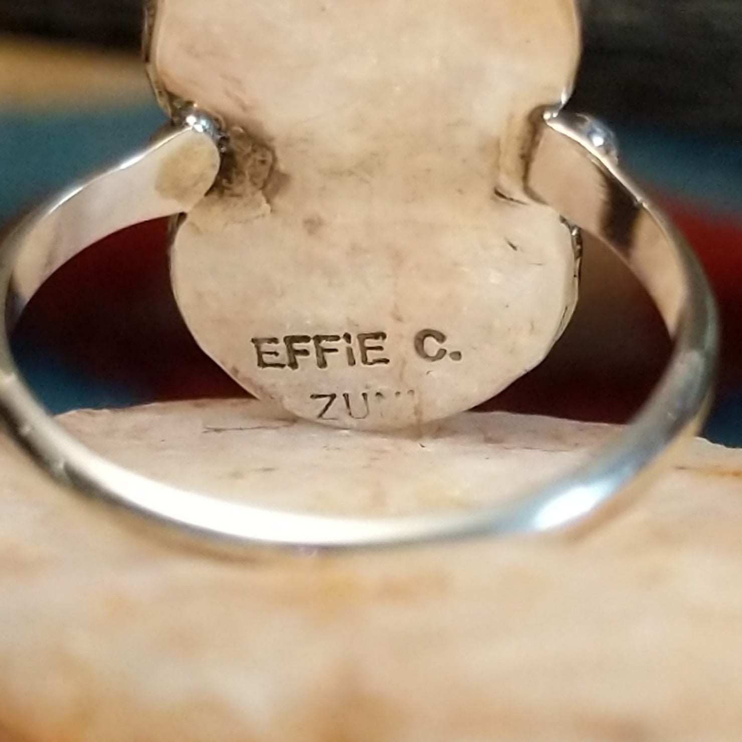 Close-up of the artisan's signature.