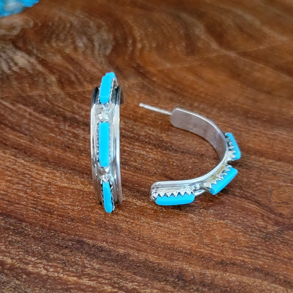 Zuni Made Turquoise Hoop Earrings