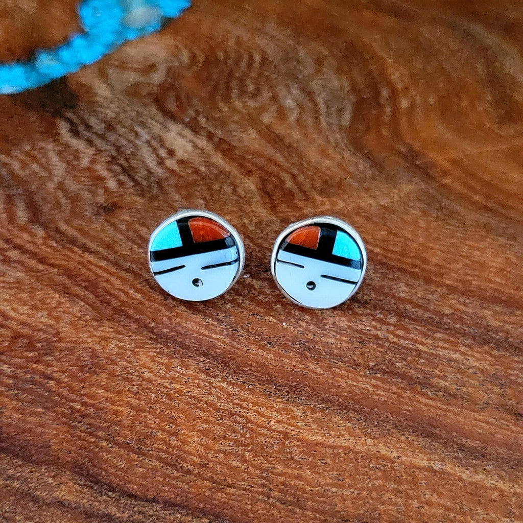 Native American Inlay Post Earrings Front View