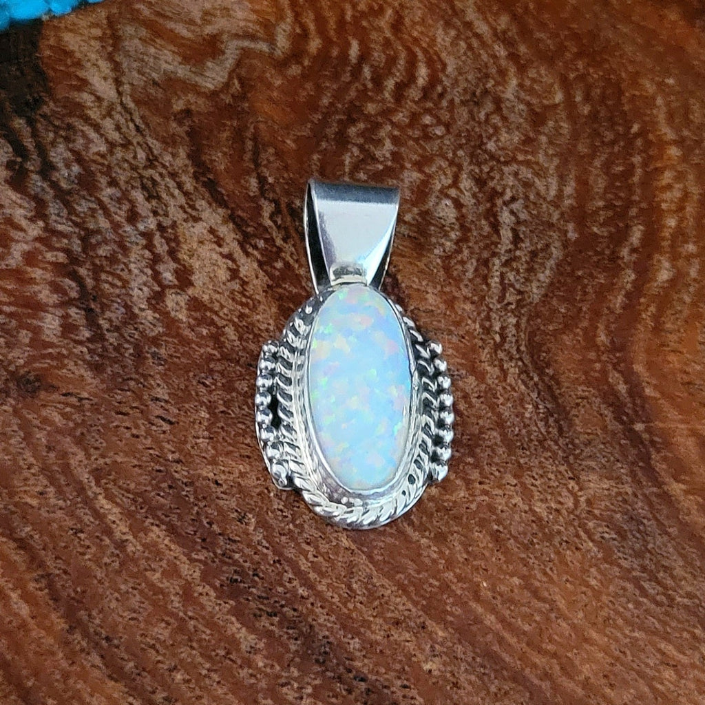 Navajo Made Cultured Opal Pendant Front View
