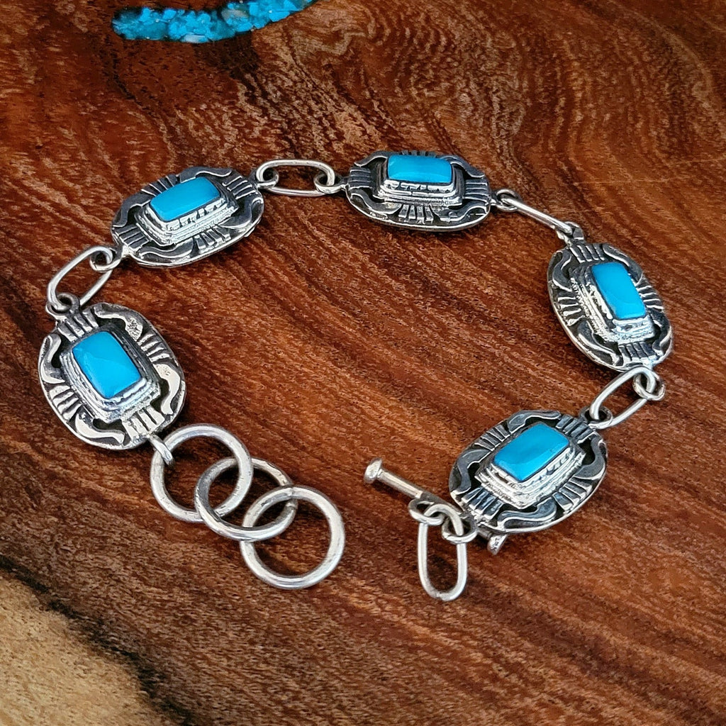 navajo turquoise link bracelet front view