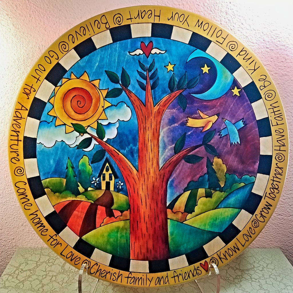 "dancing birds lazy susan by sticks front view