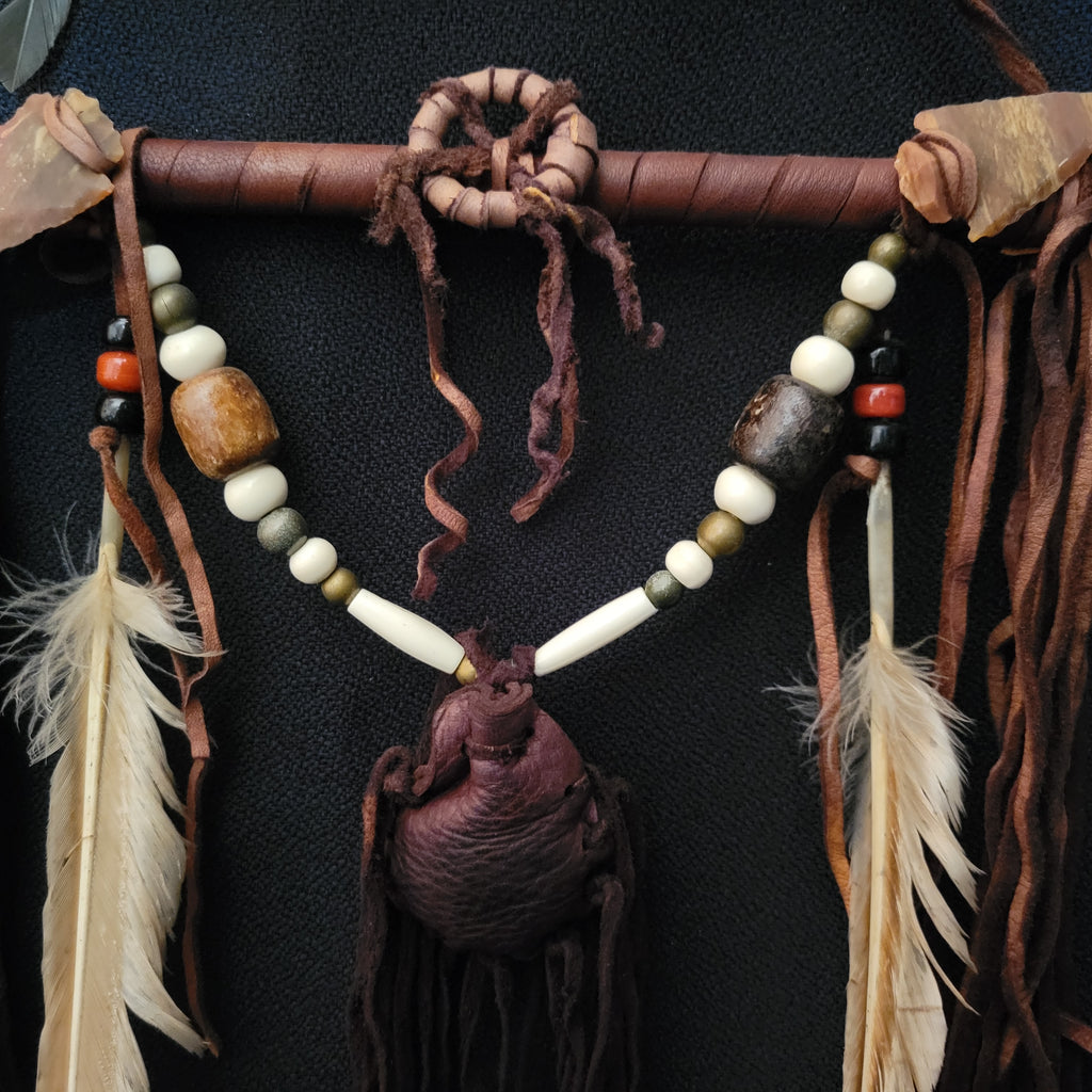 Navajo Handmade Antler Peace Pipe by Artist Victoria Cayadith MZ-1131a1b Medicine Wheel  & Bag
