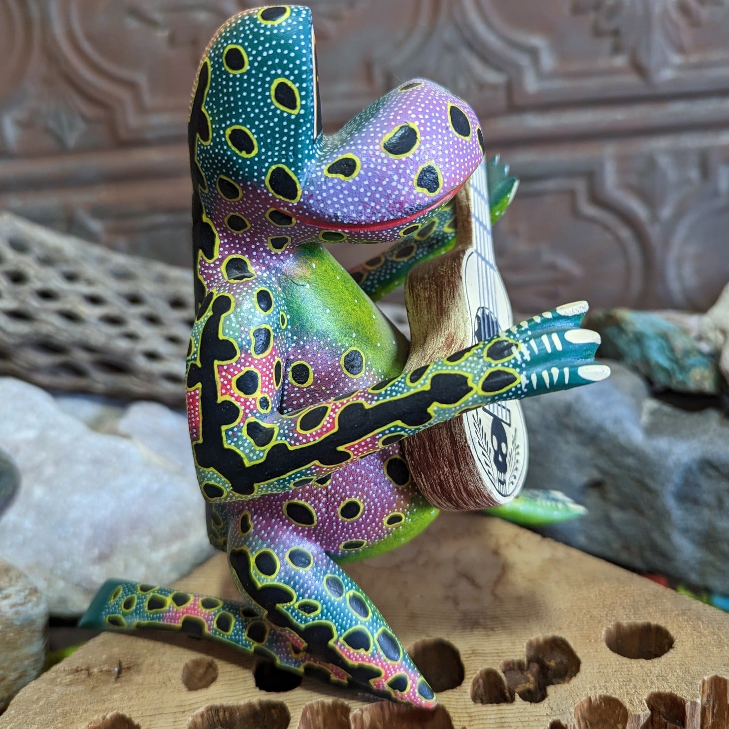 Oaxacan Guitar Playing Frog Side View