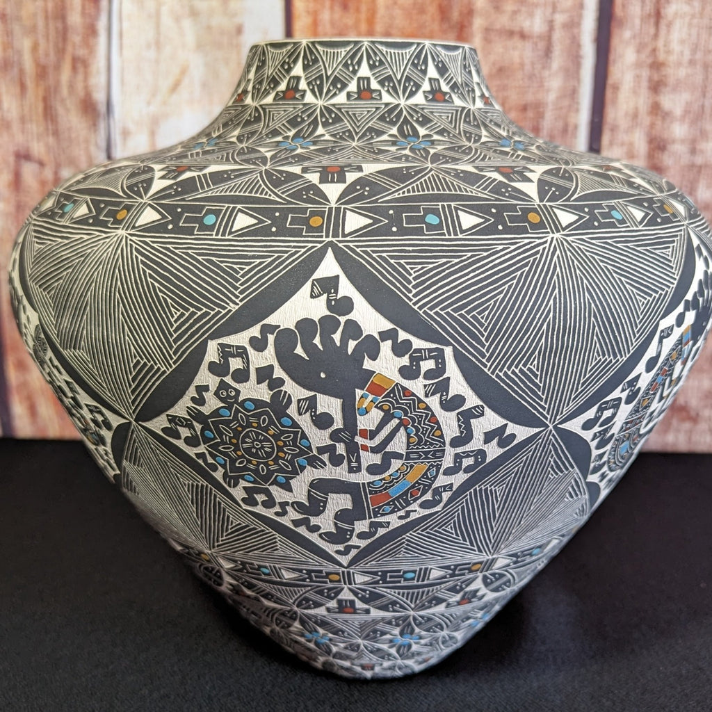 Kokopelli Flute Player Ceramic Vase by Santa Ana Pueblo Artist Marlene Tenorio Side View