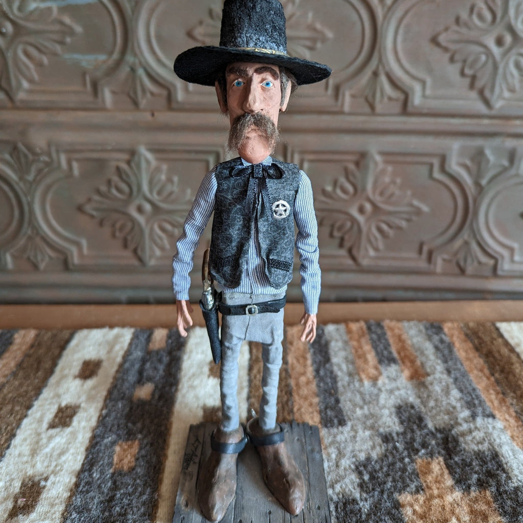 Li'l Pokes Sheriff Figurine by Lenny Axford Front View