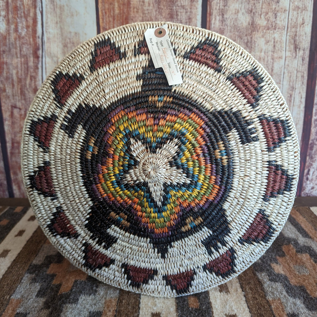 Navajo Handwoven Turtle Basket By Peggy Black Back View