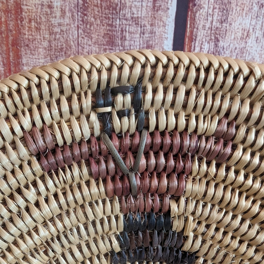Navajo Handwoven Yei Basket by Weaver Anna Gray Detail View