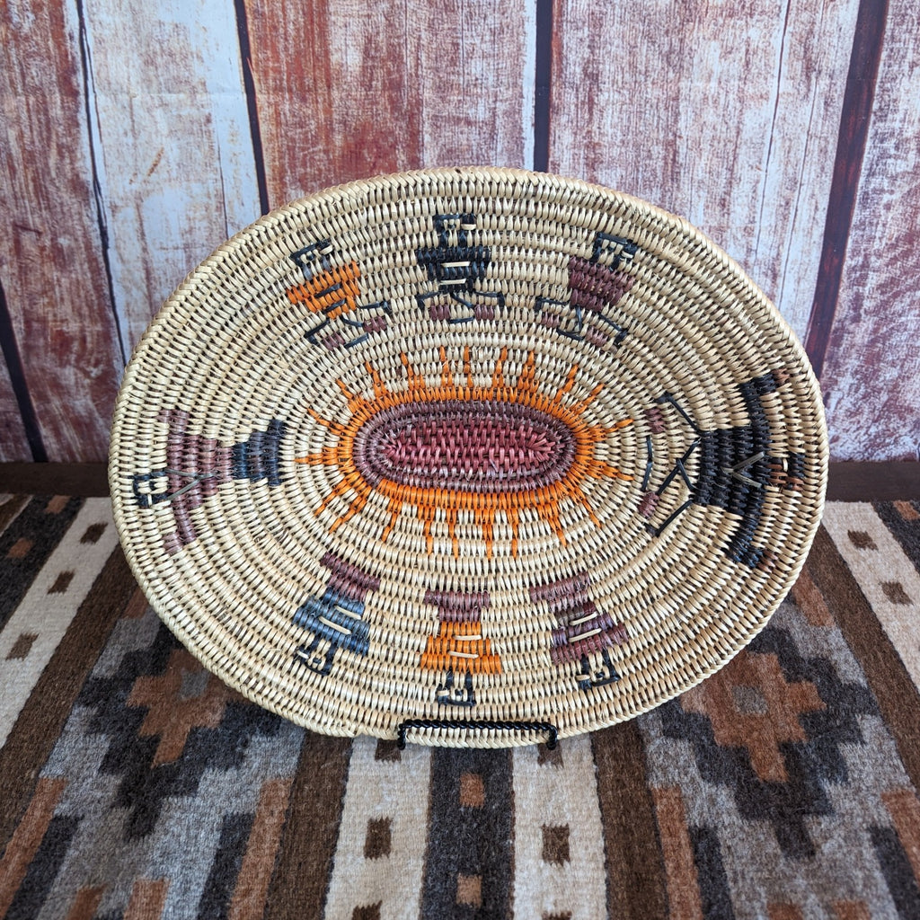 Navajo Handwoven Yei Basket by Weaver Anna Gray Front View