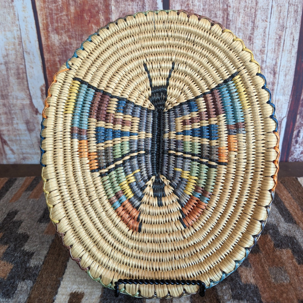 Navajo Handwoven Butterfly Basket by Angelina Holiday Front View