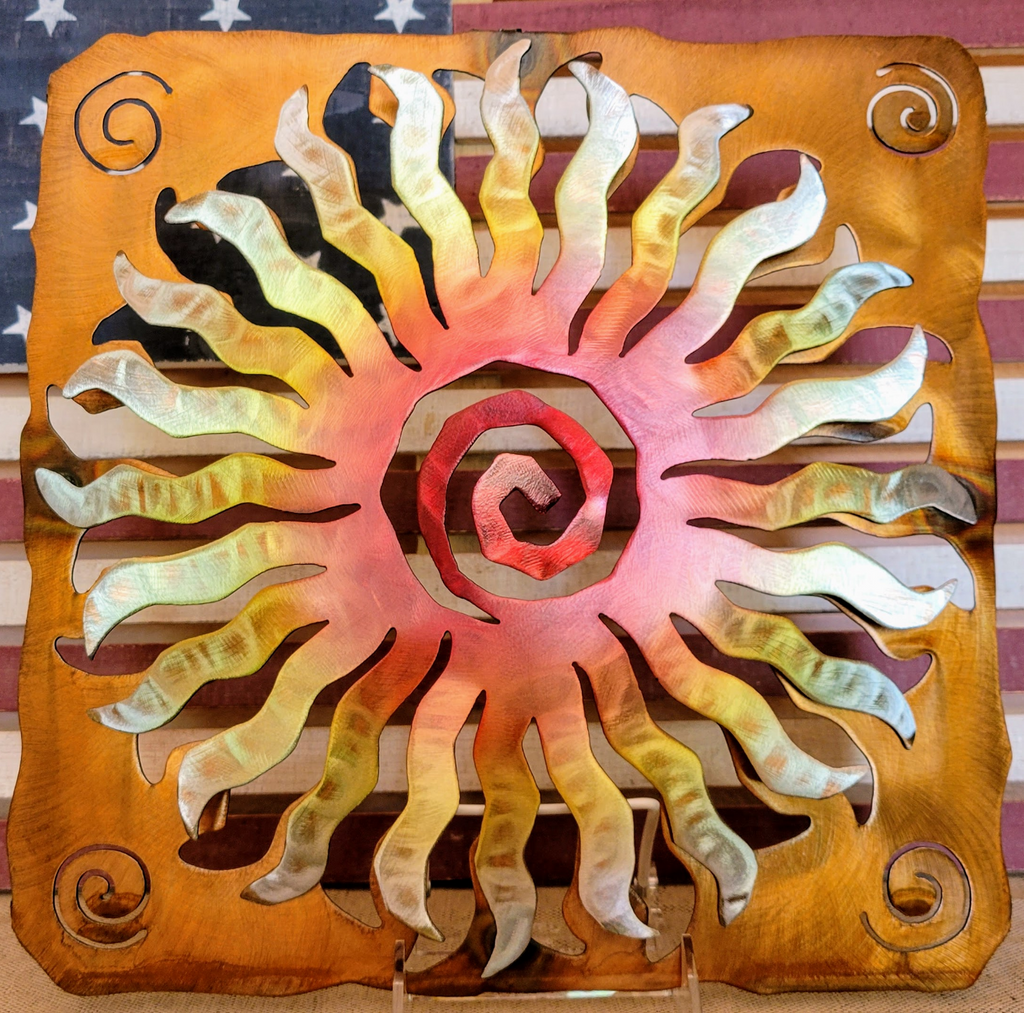 Small 12 Ray Sunburst 3D Metal Wall Art by Crook Designs Made in Arizona