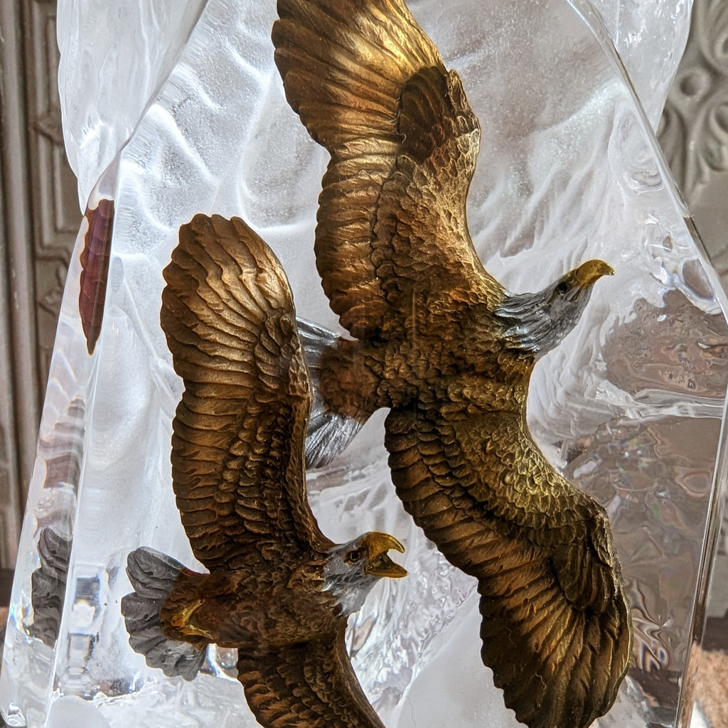 valor two eagles suspended in lucite