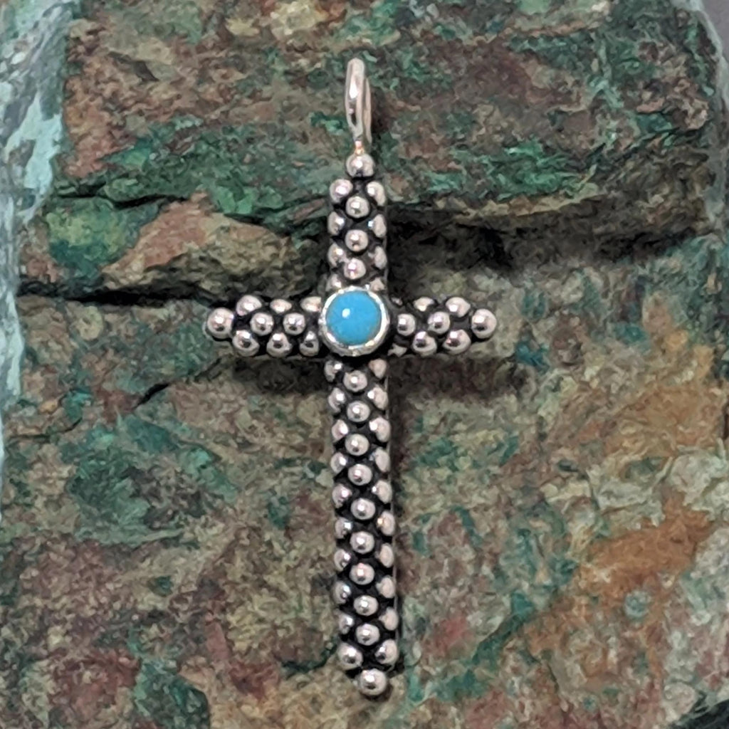 navajo turquoise sterling silver cross pendant 